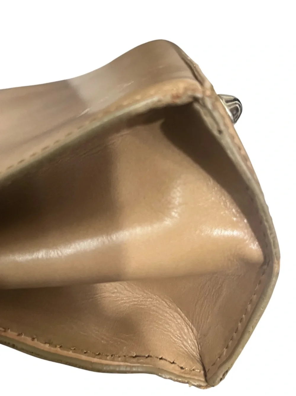 Classic Woman’s Tan Camel Color Made In Italy Leather Top-Handle Purse Briefcase